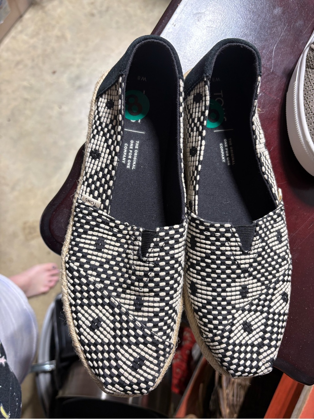 Toms Classic Black Geometric Diamond Woven Slip-On